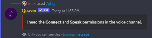 No Connect or Speak permission