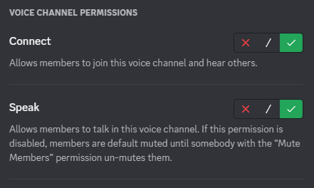 Connect and Speak permissions